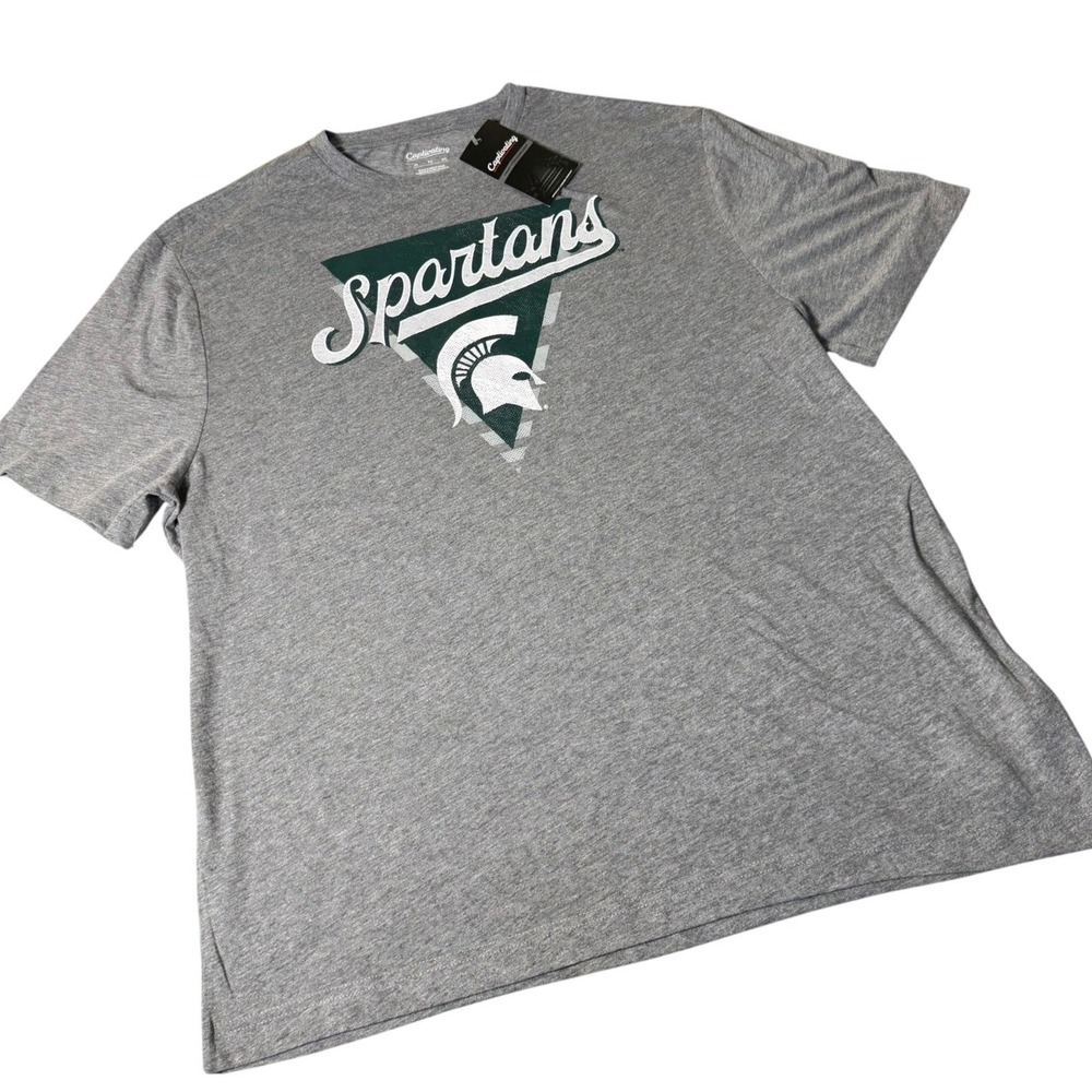 Captivating Michigan State Spartans Men XL Gray Short Sleeve Graphic T-Shirt NWT
